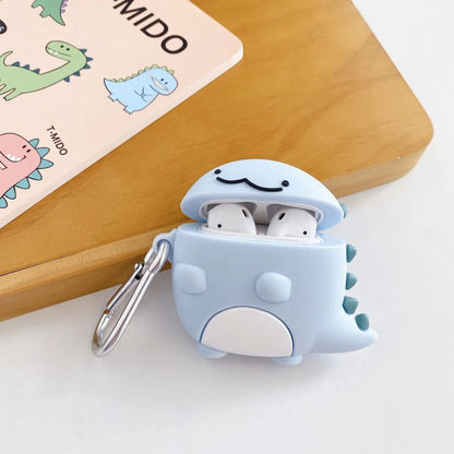 Blue silicone case for Apple AirPods featuring a cute baby dragon design.