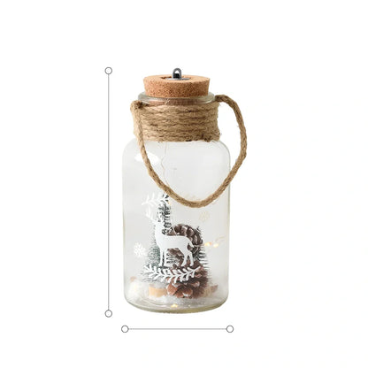 Christmas night light with glass panels, wood frame and rhinestone details in four sizes