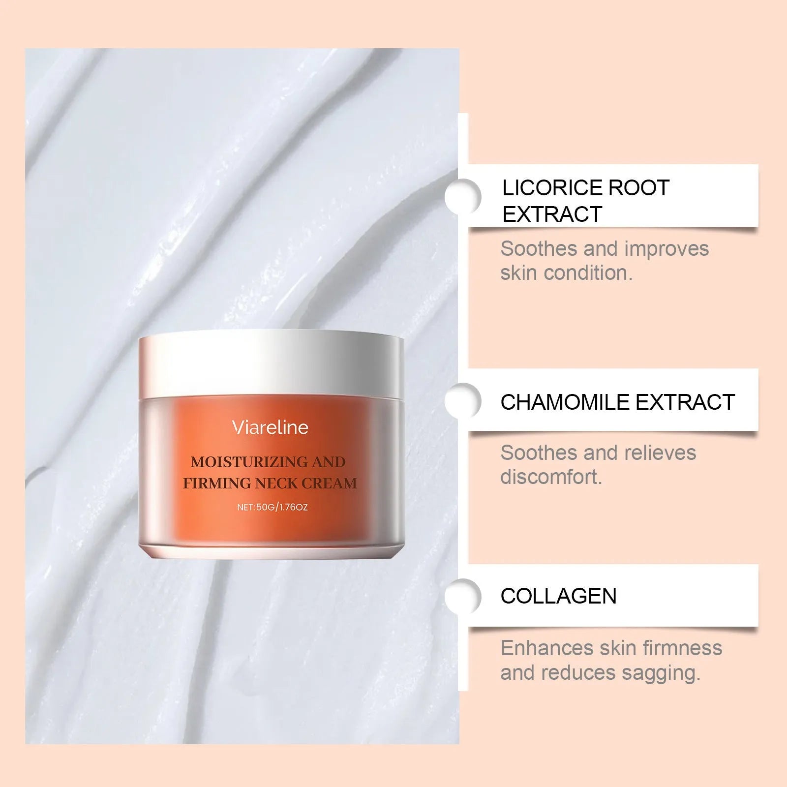 50g moisturising neck cream in compact packaging for daily anti-ageing neck skin care