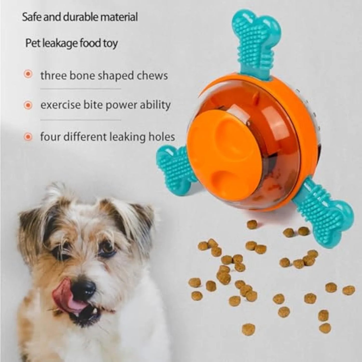 Interactive dog chew toy with rubber bones and treat dispenser for small to medium breeds