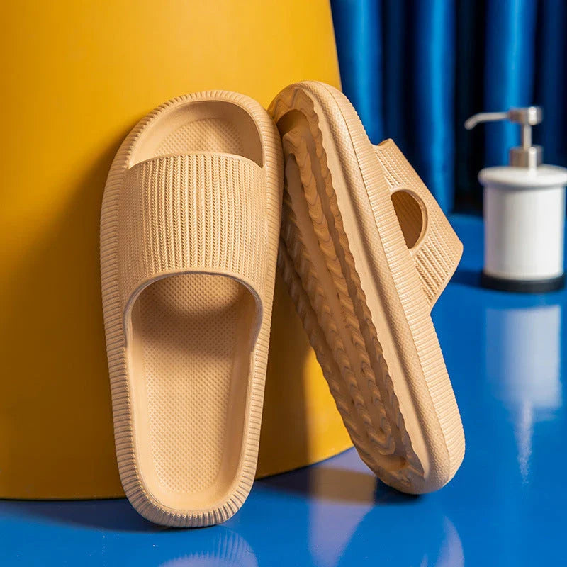 Unisex EVA slippers in various colors, including white, yellow, green, blue, black, khaki, grey, pink, and orange