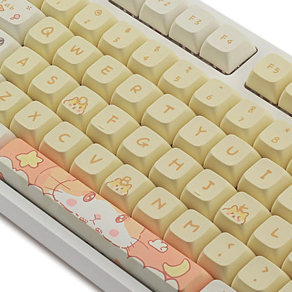 Custard design mechanical keyboard keycap set for 68 75 98 100 column layouts in mouse grey and yellow colourways