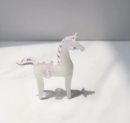 Brown glazed horse decoration on wooden desk with modern minimalist design and glossy finish