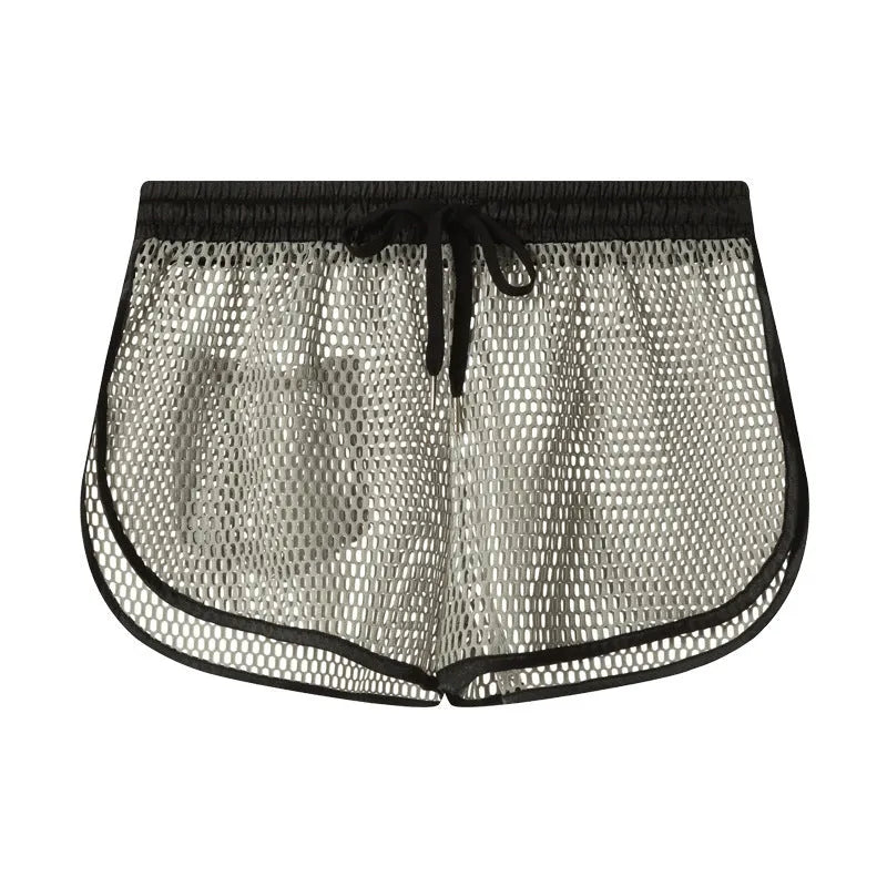 Men's loose fit polyester boxers in solid black, white, grey and red colours
