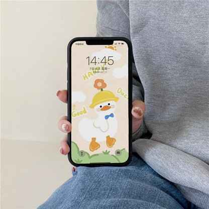 Black plush fairy character back cover case for Apple iPhone mobile phone.