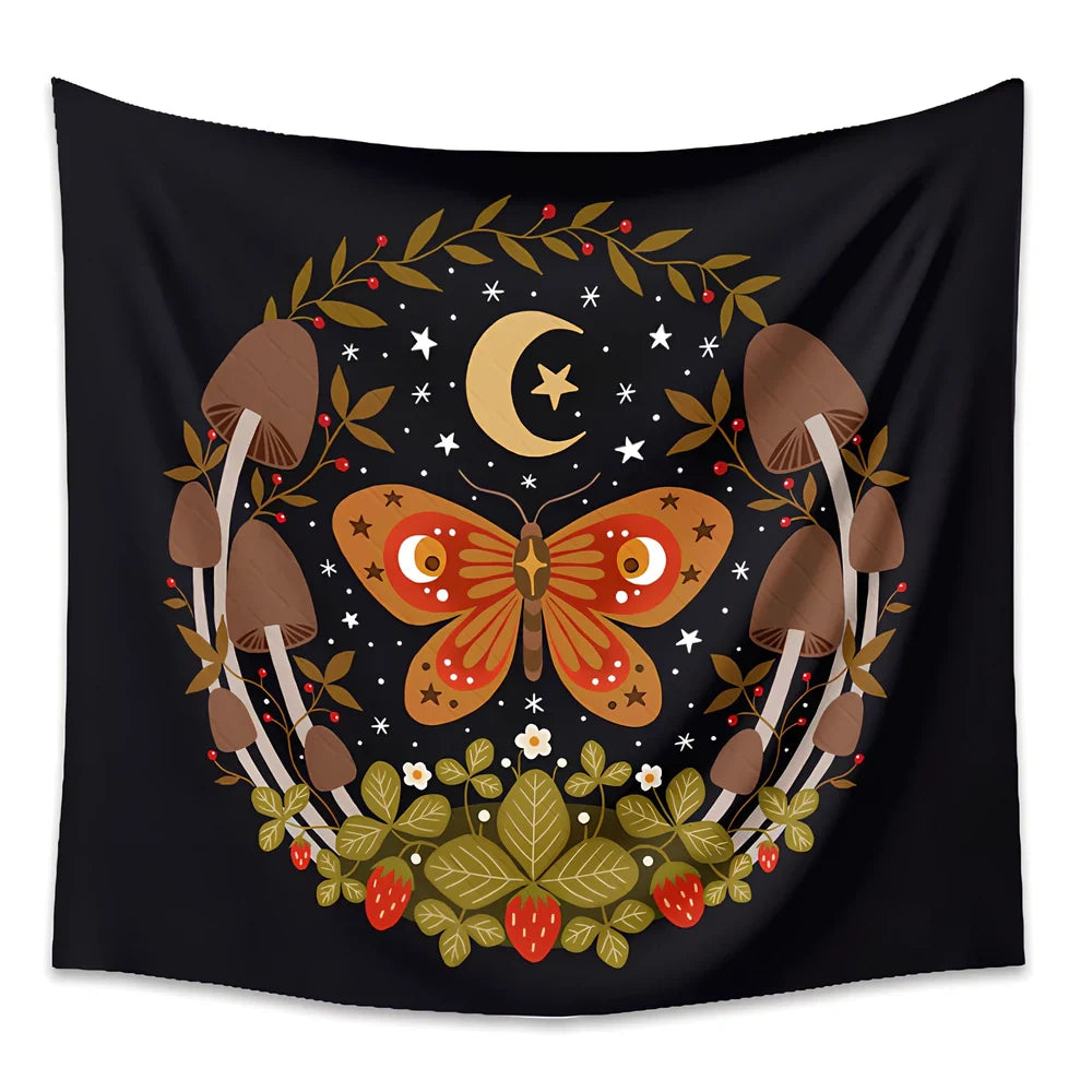 Bohemian animal print polyester tapestry in 180x230cm size hanging on wall, machine-woven for room decor