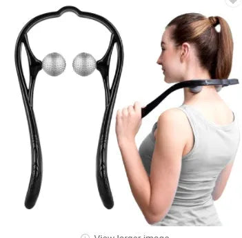 Plastic swan-shaped neck massager in pink, blue, or green with adjustable width and 3D floating-point rollers
