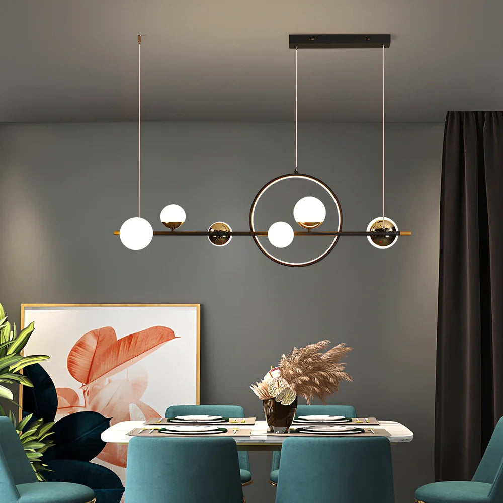 Nordic style restaurant chandelier with 112cm diameter iron framework and six light sources