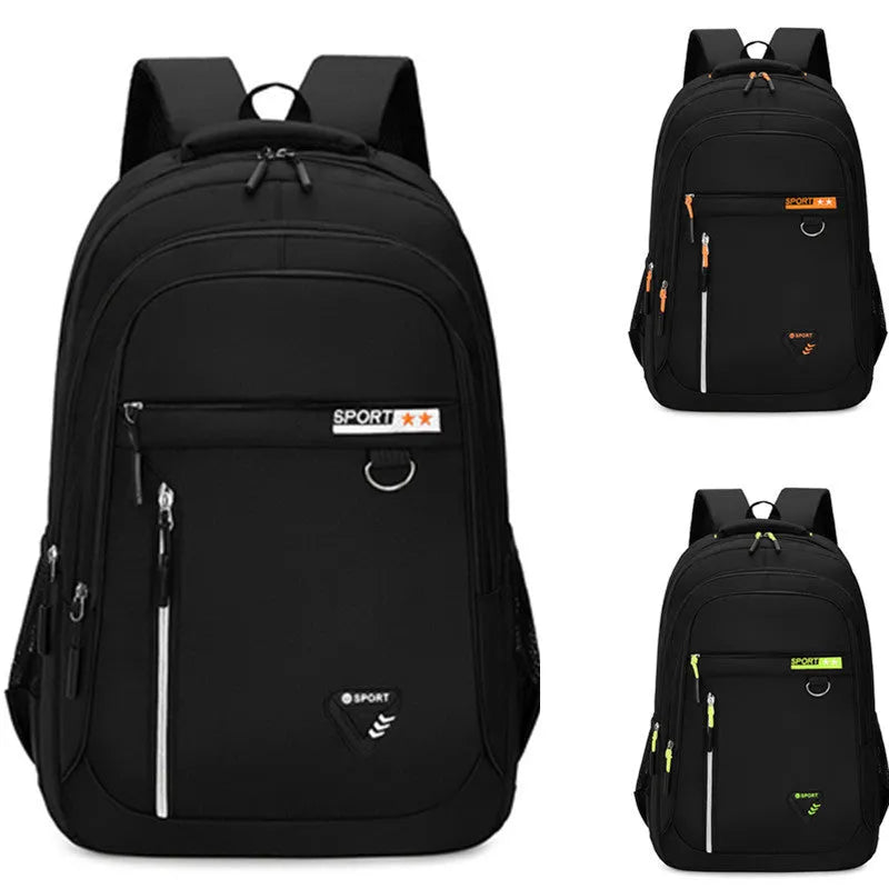 Men's Oxford cloth large capacity schoolbag with air pillow belt in red, green, blue, and black colour options