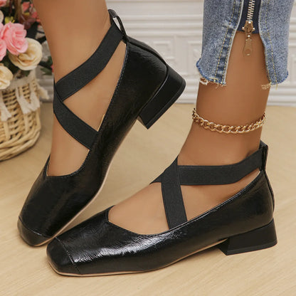 Women's gold slip-on square-toe evening pump with a low rubber heel, shown as a reusable overshoe.