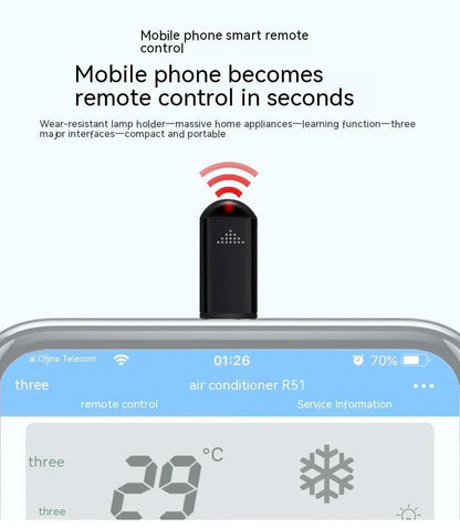 Sleek Aluminum Phone Infrared Remote Control for iOS and Android devices