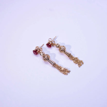 Gold-plated diamond tassel earrings for women with detailed design