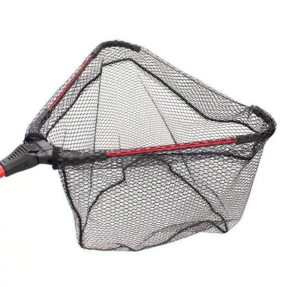 Red aluminum alloy single section triangular folding dip net for fly fishing