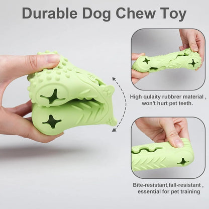 Blue bone shape dog chew toy made from natural rubber with uneven surface for teeth cleaning