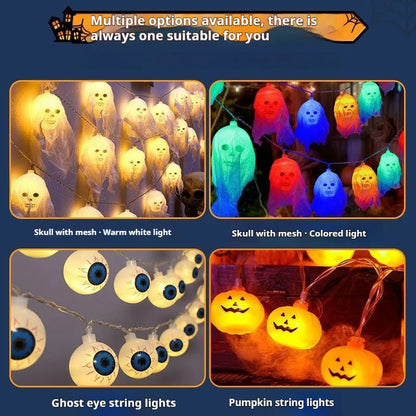 Halloween battery-powered LED light string in plastic housing for indoor wall decoration