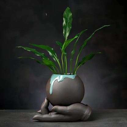 New Chinese style ceramic desktop flowerpot in bamboo fish basket motif, 10-15cm tall for indoor plants