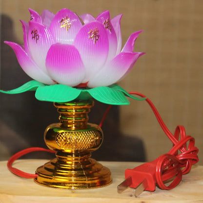 Buddha Light plug-in worshiping lamp, Lotus Lamp Colourful Light, 220V US outlet, single Buddha Lamp for altar
