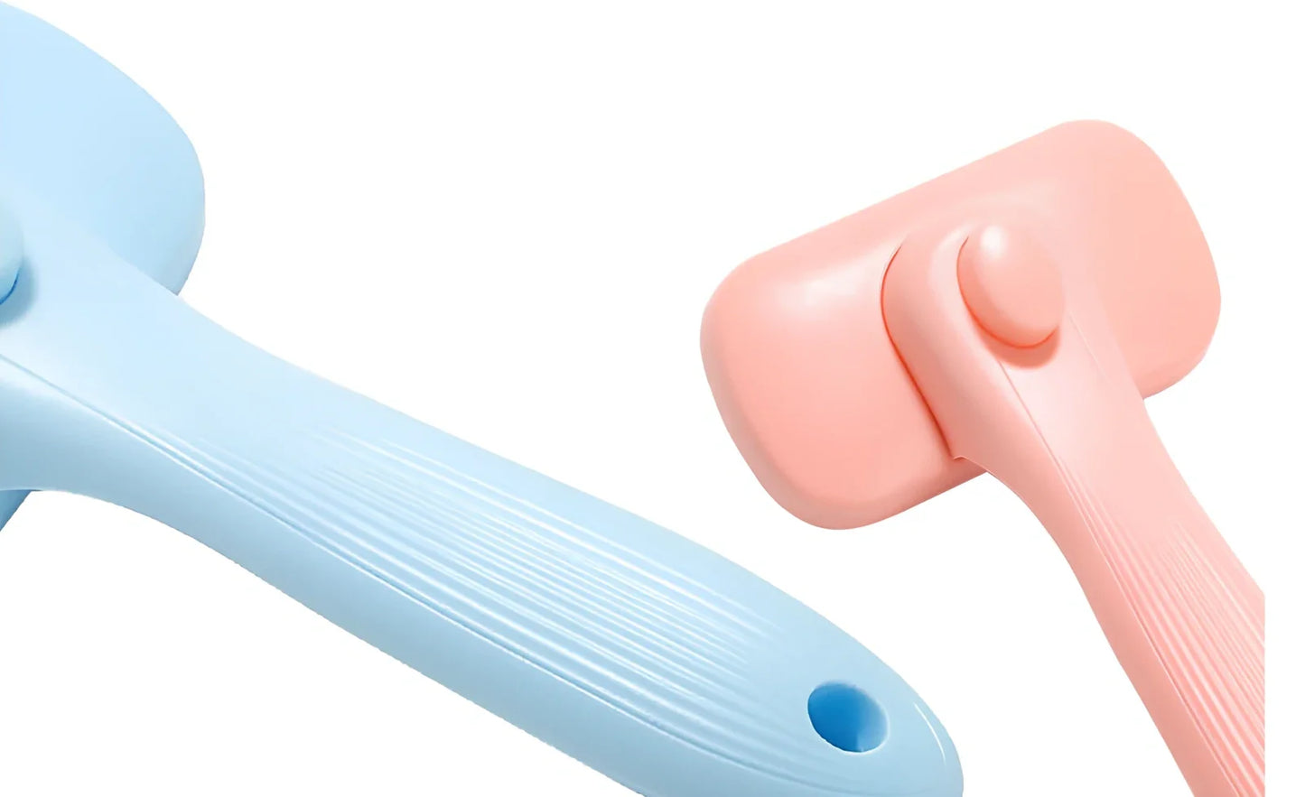 Blue plastic pet needle comb with closely spaced teeth for dog and cat grooming