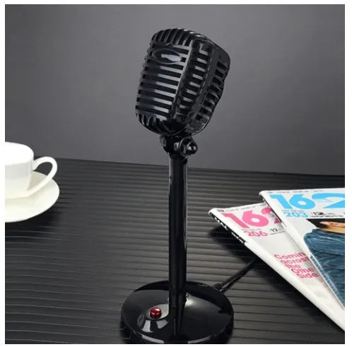 Black USB computer microphone on an adjustable stand with a long cable.