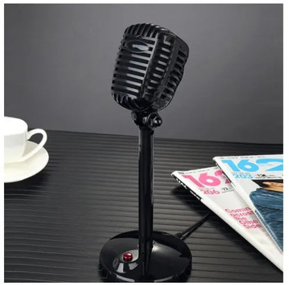 Black USB computer microphone on an adjustable stand with a long cable.