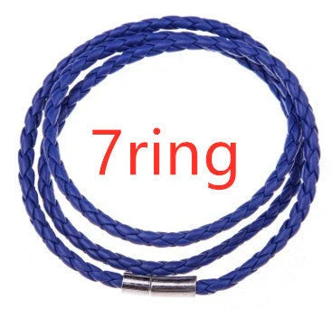 Personalized men's braided leather bracelet with stainless steel beads and custom name charm