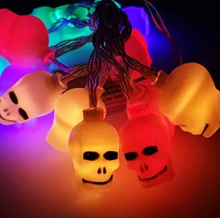 Halloween LED string lights with pumpkin, ghost and bat decorations on 1.2 metre battery-powered cord