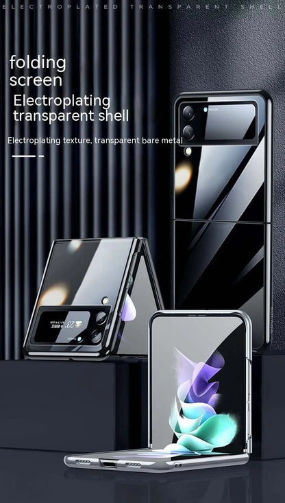 Hard PC back cover phone case for Samsung Z Flip 3 and Z Flip 4 with electroplated transparent finish