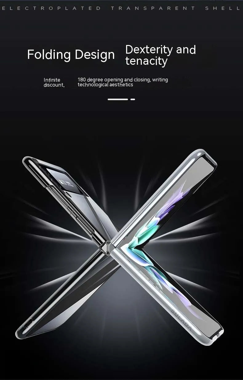 Hard PC back cover phone case for Samsung Z Flip 3 and Z Flip 4 with electroplated transparent finish