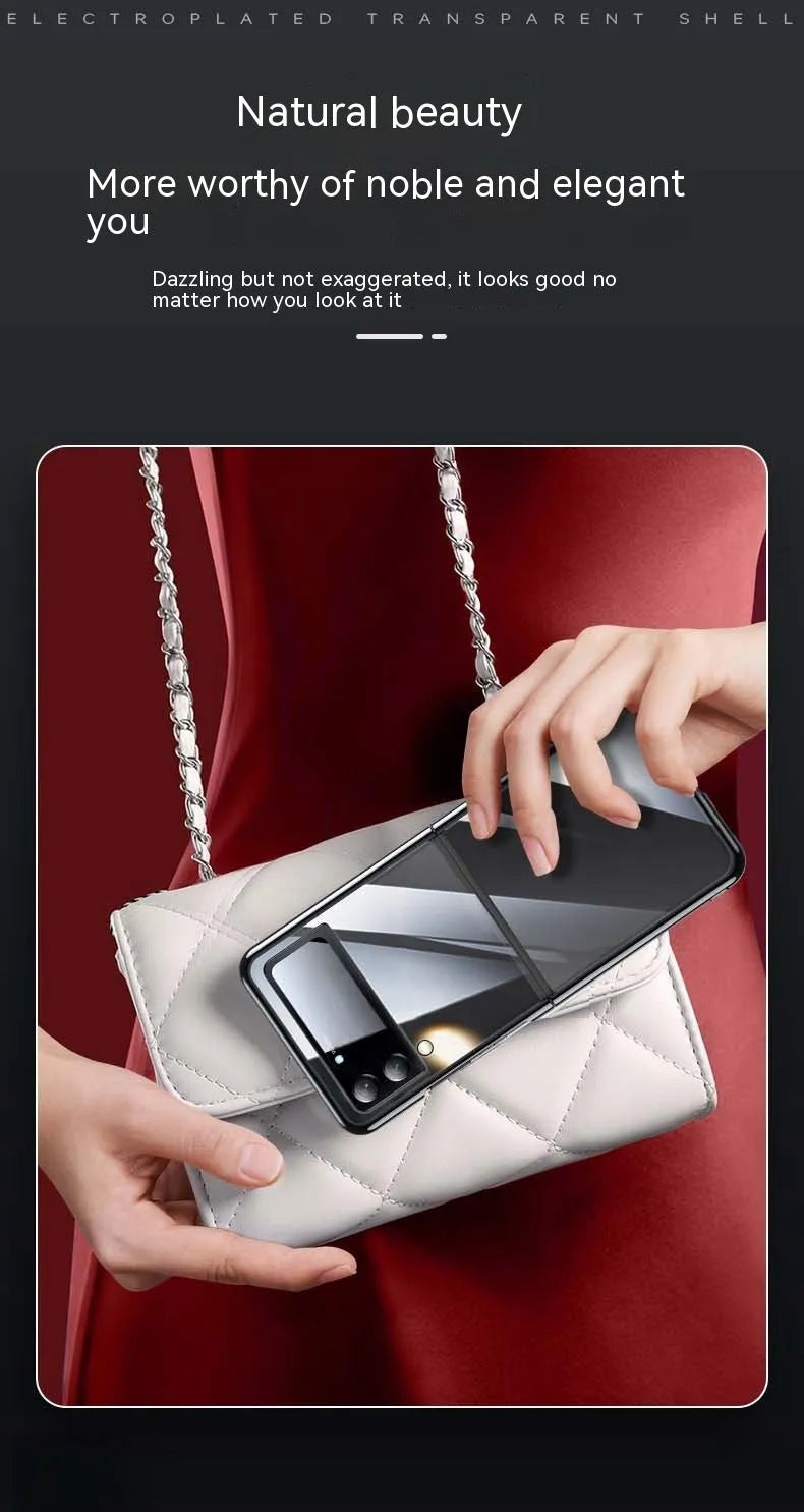 Hard PC back cover phone case for Samsung Z Flip 3 and Z Flip 4 with electroplated transparent finish