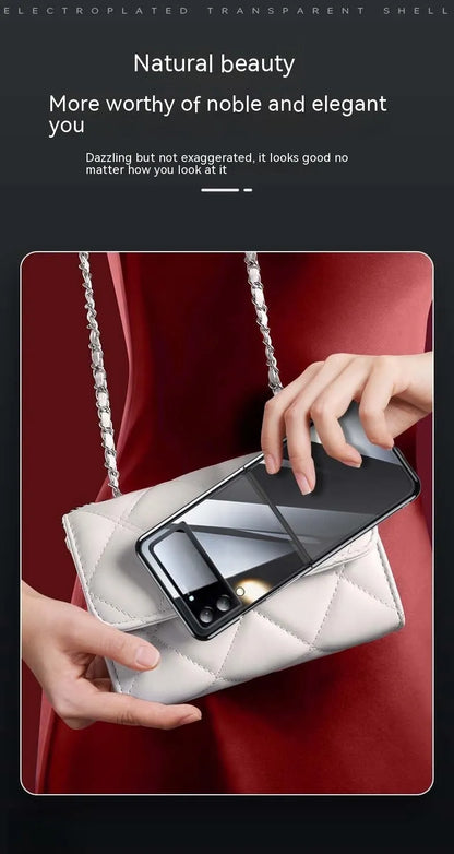Hard PC back cover phone case for Samsung Z Flip 3 and Z Flip 4 with electroplated transparent finish