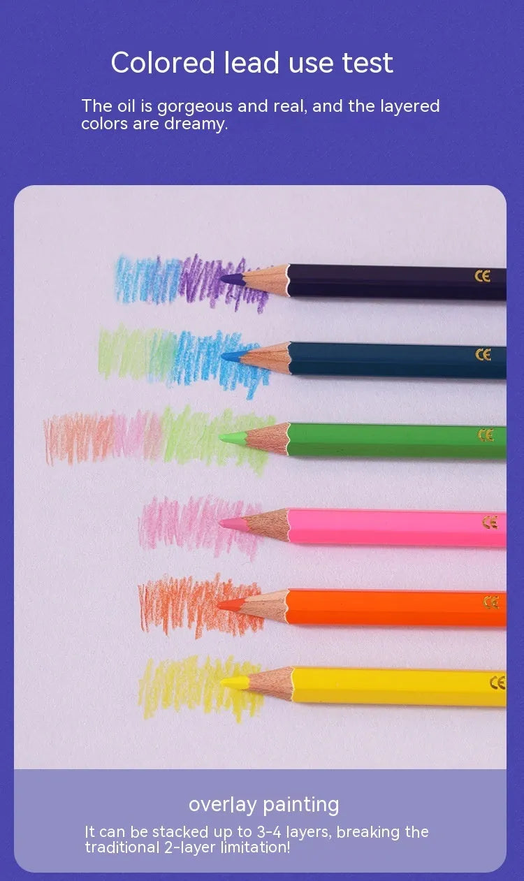 Colour pencil set with double-headed brush design showing wooden pencils in 12 or 24 colour options