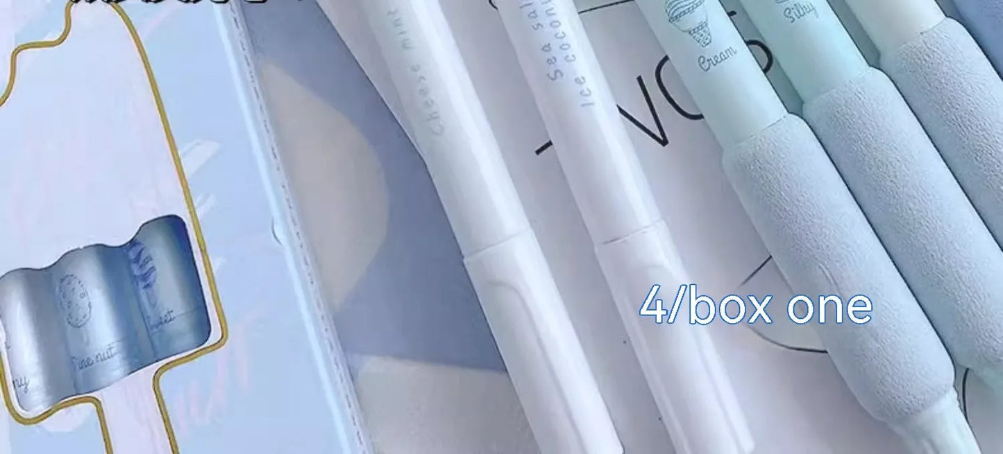 Double-headed fluorescent pen with 0.5mm tip for calligraphy practice, plastic construction, includes 4 pens