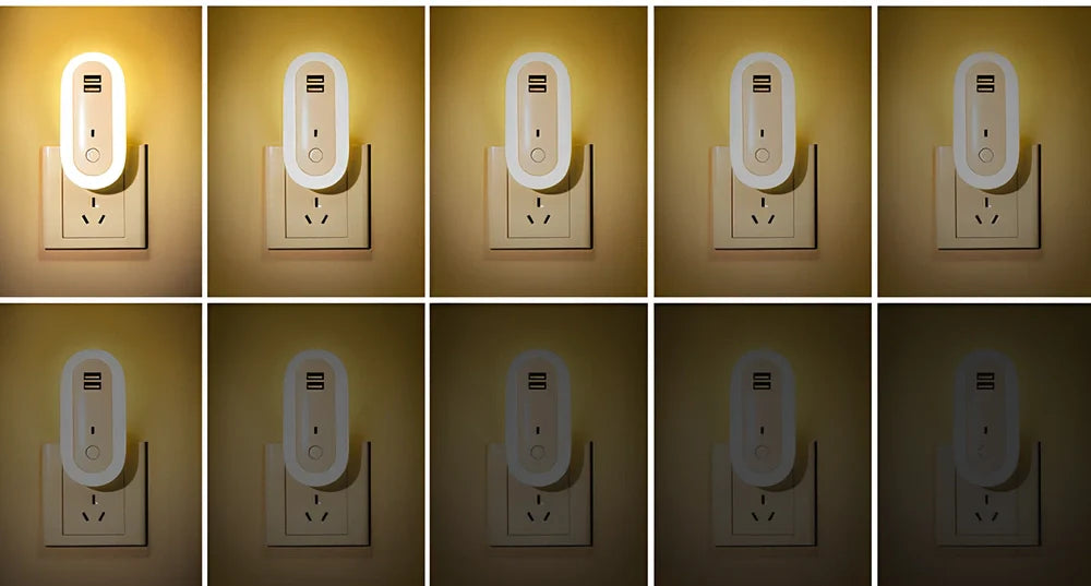 Oval small night lamp with dual USB ports and remote control measuring 50x61x104mm