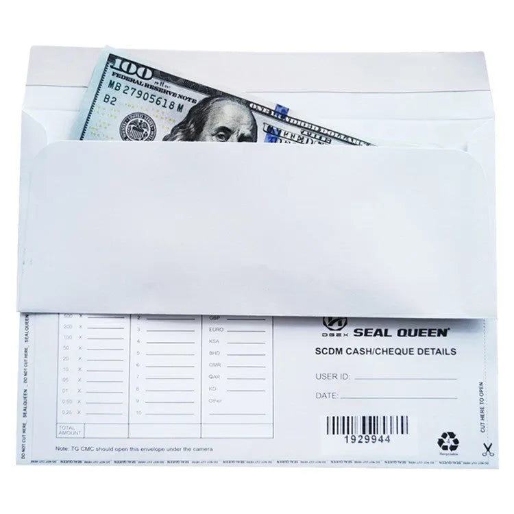 Blue anti-opening confidential envelope with self-adhesive seal measuring 105mm by 240mm