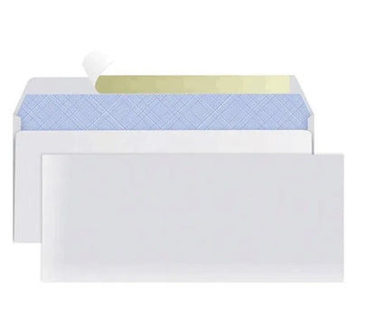 Blue anti-opening confidential envelope with self-adhesive seal measuring 105mm by 240mm