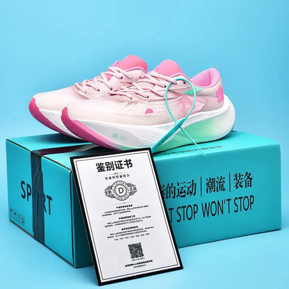 Low-top Racing Carbon Plate Sneakers in Glacier colour with PU mesh upper and natural rubber sole.