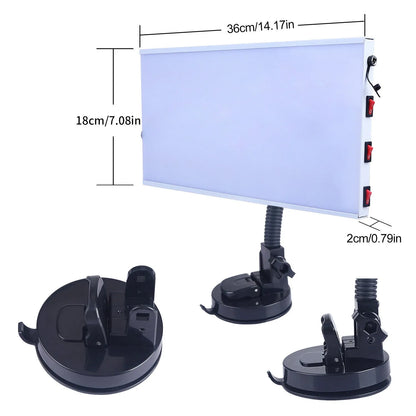 White car depression repair detector kit with concave inspection light tool for vehicle panel analysis