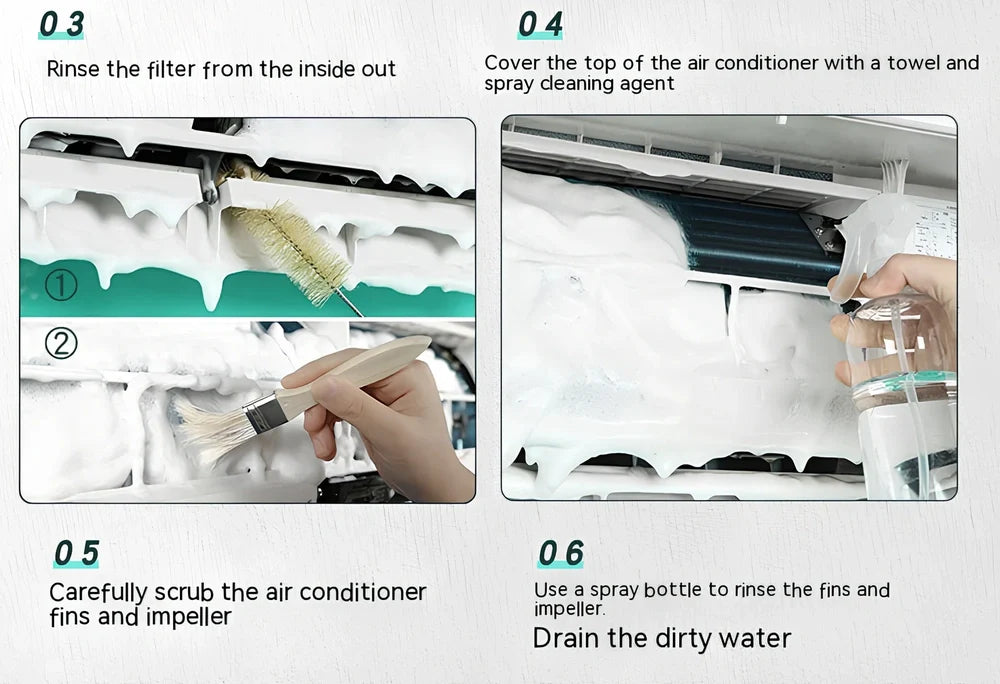 Air conditioner waterproof cover with cleaning tools set for outdoor unit protection