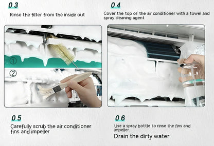 Air conditioner waterproof cover with cleaning tools set for outdoor unit protection