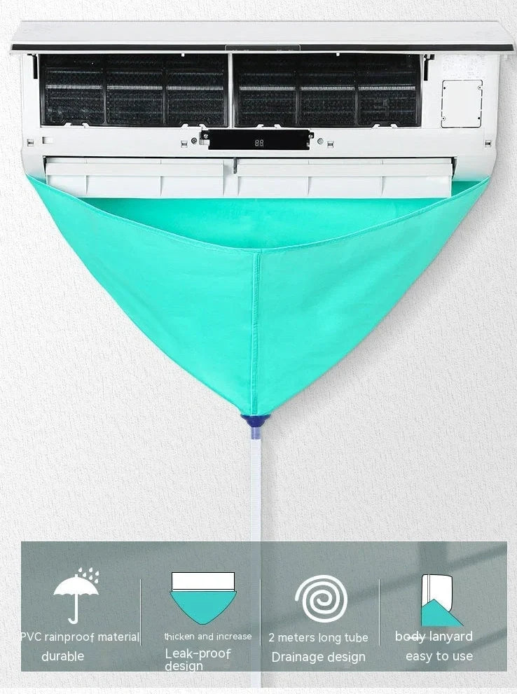 Air conditioner waterproof cover with cleaning tools set for outdoor unit protection