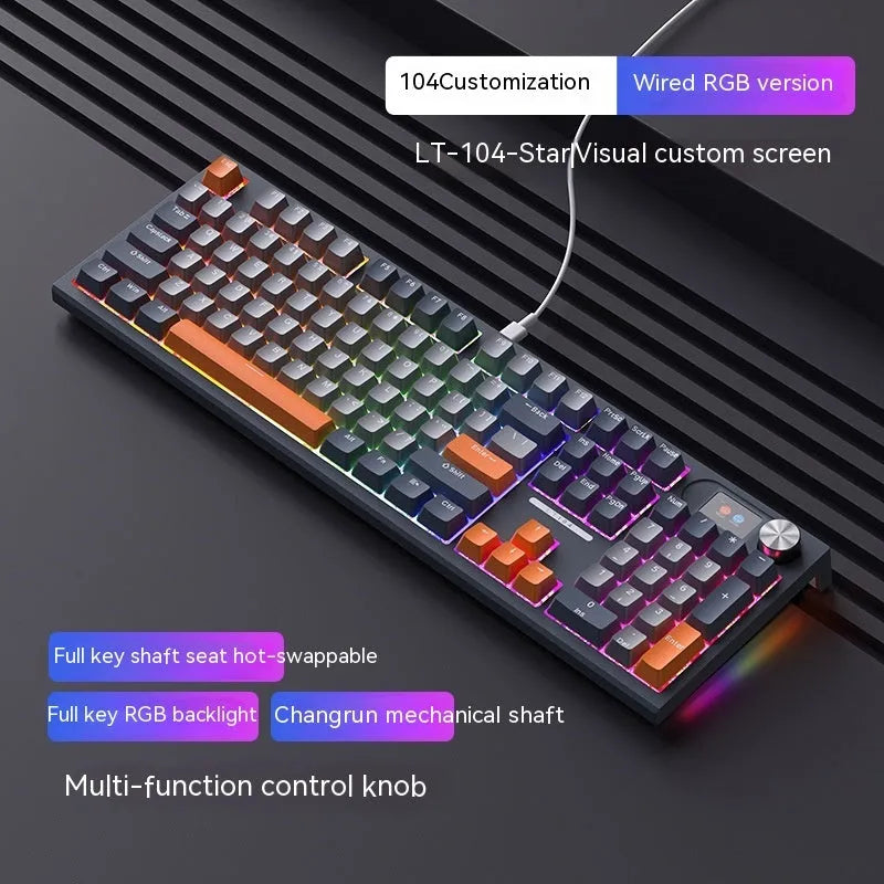 Bluetooth wireless three-mode mechanical keyboard, ABS body, 445x138x29mm, Type-C cable included