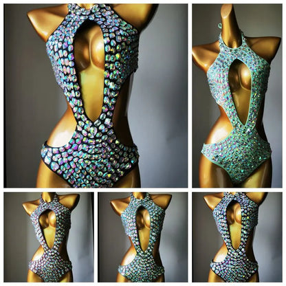Mesh diamond pattern one-piece swimsuit in nylon with polyester lining