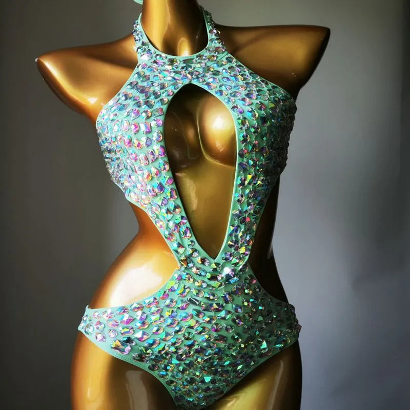 Mesh diamond pattern one-piece swimsuit in nylon with polyester lining
