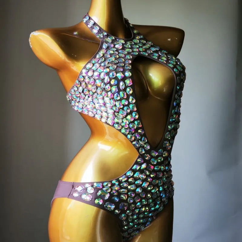 Mesh diamond pattern one-piece swimsuit in nylon with polyester lining