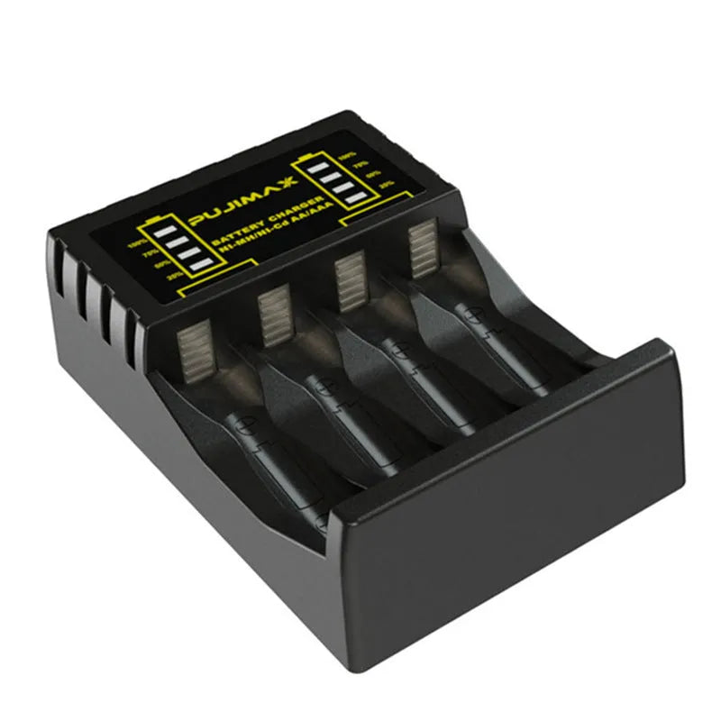 Black household Ni-MH battery charger with screen display for AA and AAA rechargeable batteries, American plug