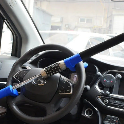 Alloy steel car steering wheel anti-theft U-lock with password mechanism in black, blue or red