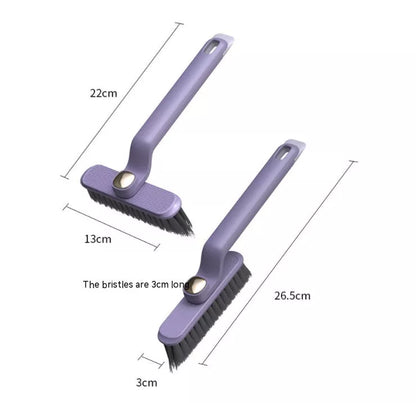 Multi-function rotating crevice cleaning brush in purple, white, and brown for kitchen and bathroom tile joints