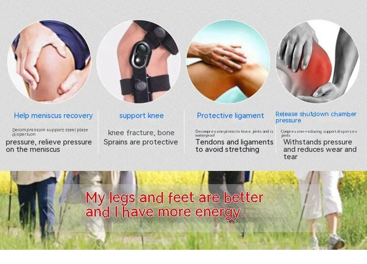 Black anterior ligament knee support brace with dual adjustable straps, shown on a knee.