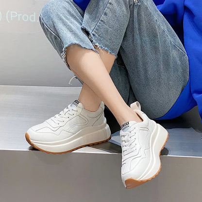 Women's beige cattlehide leather casual sports shoes with mesh lining, cross strap, and English muffin heel