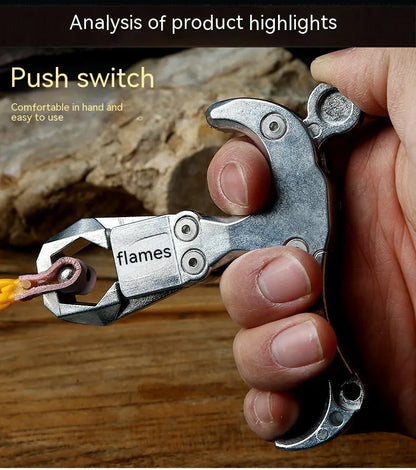 Zinc alloy archery release aid showing two-axis harpoon clip mechanism.